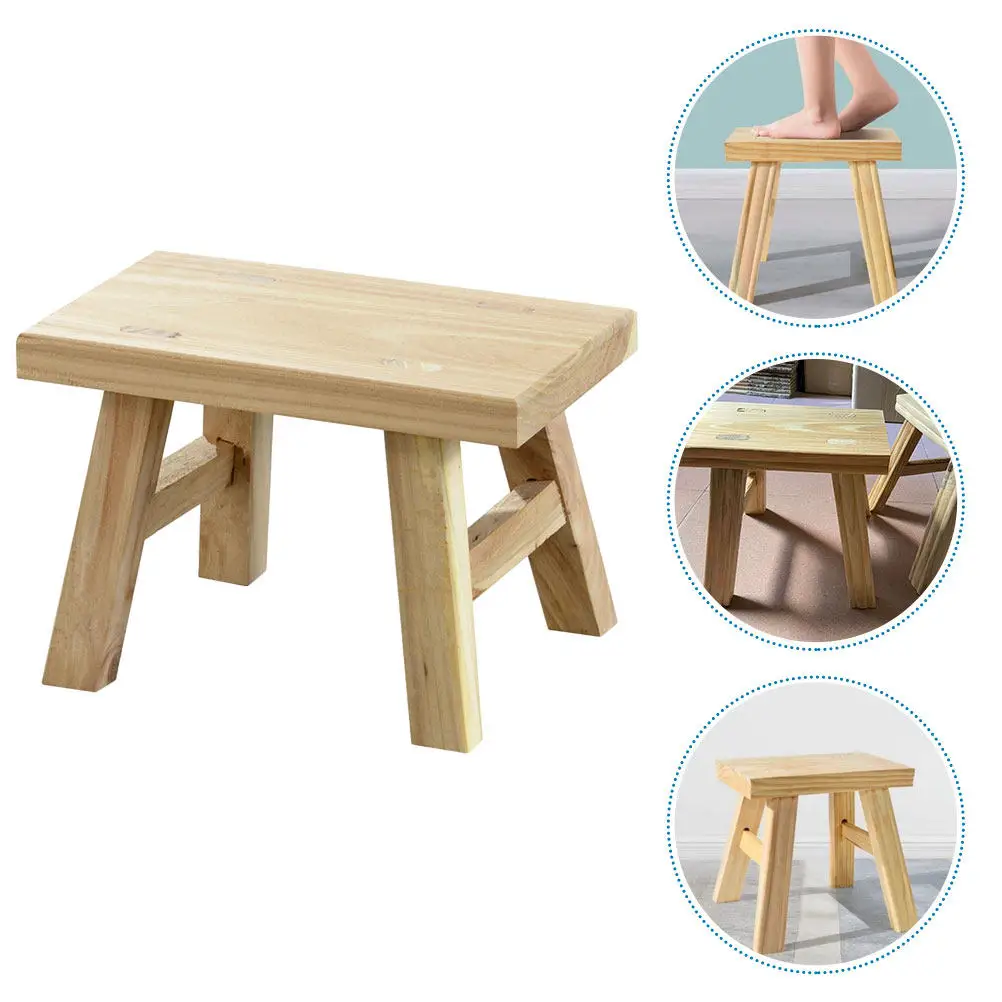 

Premium Wooden Step Stool for Kids Non Slip Surface Toddler Bathroom Vanity Stool Low Height Training Seat for Sink Countertop