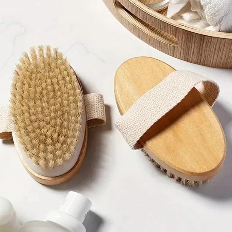 Soft Natural Bristle Body Spa Brush Exfoliating Massage Tool for Wet and Dry Skin Very Comfortable Premium Quality Home Bath Use