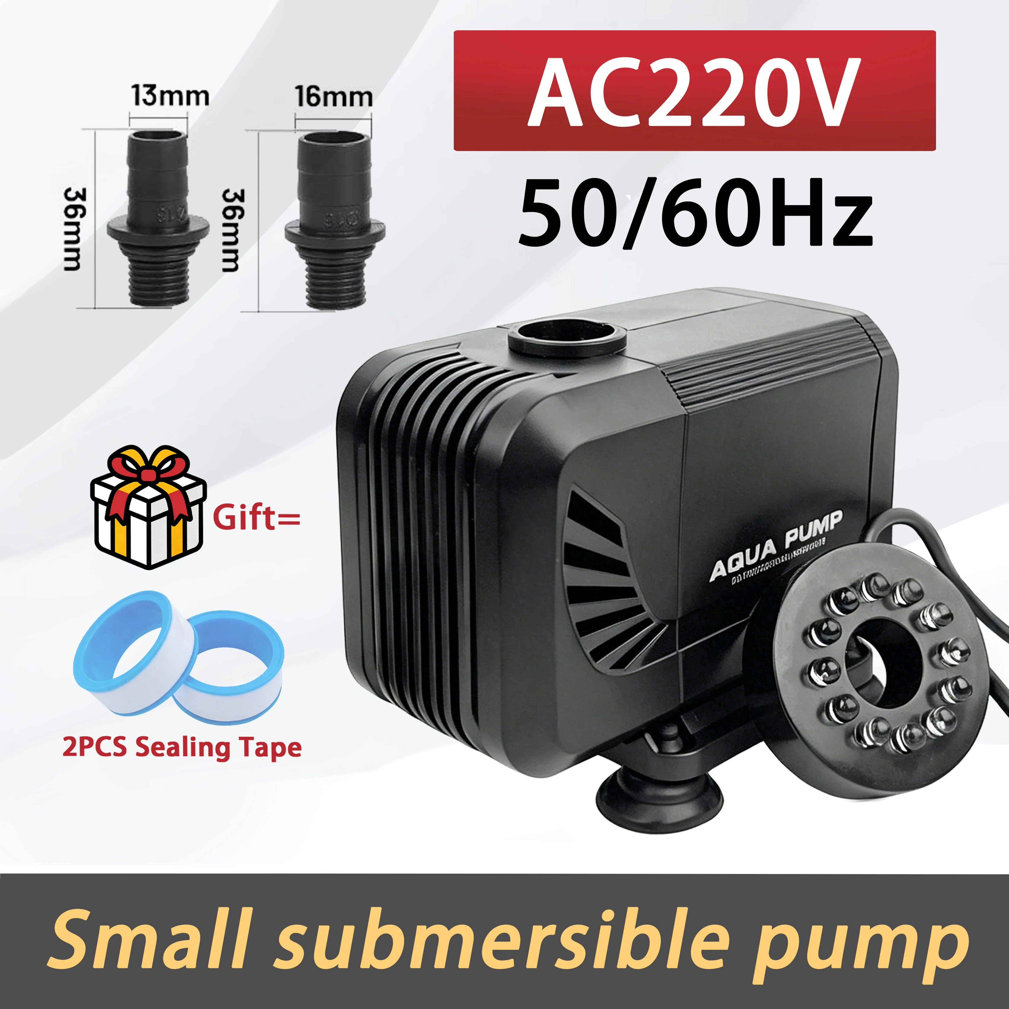 

European Style AC220~240V 50/60Hz Head 1.6M LED Underwater Water Pump for Aquarium, Pond & Fountain