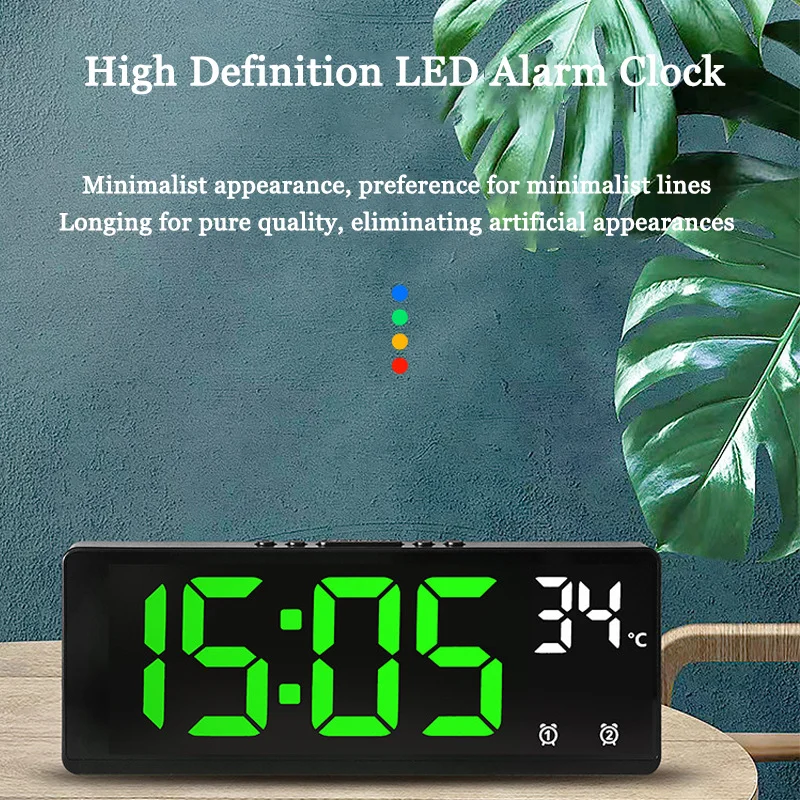 Creative Number Clock Color Nightlight Temperature Calendar Alarm Clock LED Large Number Electronic Clock Backlight Home Decor
