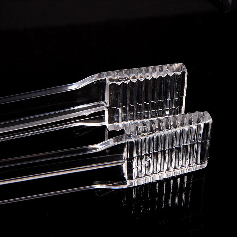 Premium Clear Acrylic Ice Tongs Wave Clamping Design Anti Skid Grip Shatter Resistant Kitchen Serving Tool for Home Party Bar