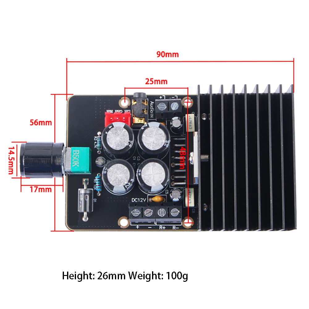 Placa amplificadora de potencia de sonido Digital TDA7377 30W * 2 DC 9-18V amplificador de Audio estéreo 3,5mm AUX XH2.54-3P para altavoz de coche Subwoofer