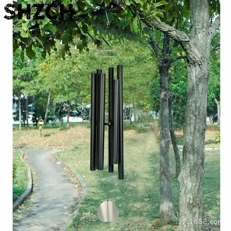 E Pentatonic Wind Chime, 170cm Sand Grained Black Aluminum Chimes for Garden, Home Decor, Meditation, and Relaxation