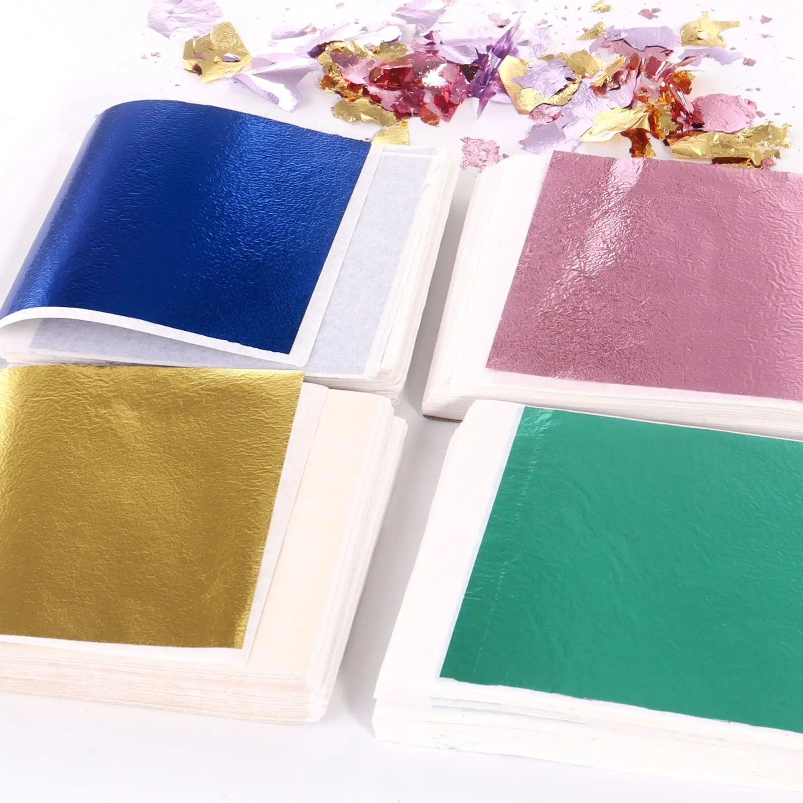 

100pcs Imitation Gold Silver Foil Paper Leaf Gilding DIY Art Craft Paper Birthday Party Wedding Cake Dessert Decorations