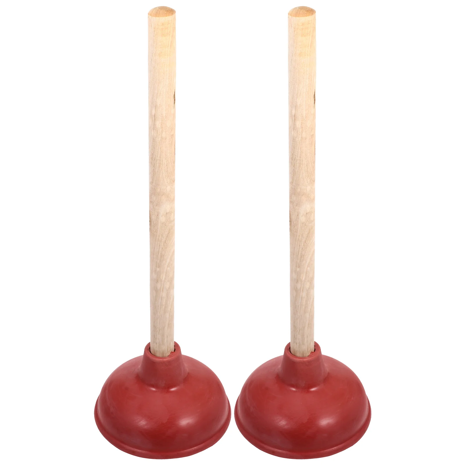 2pcs Toilet Plunger Suction Stick For Bathroom Kitchen Sewer Cleaning Accessory Rubber Clogging Solver Wooden Handle