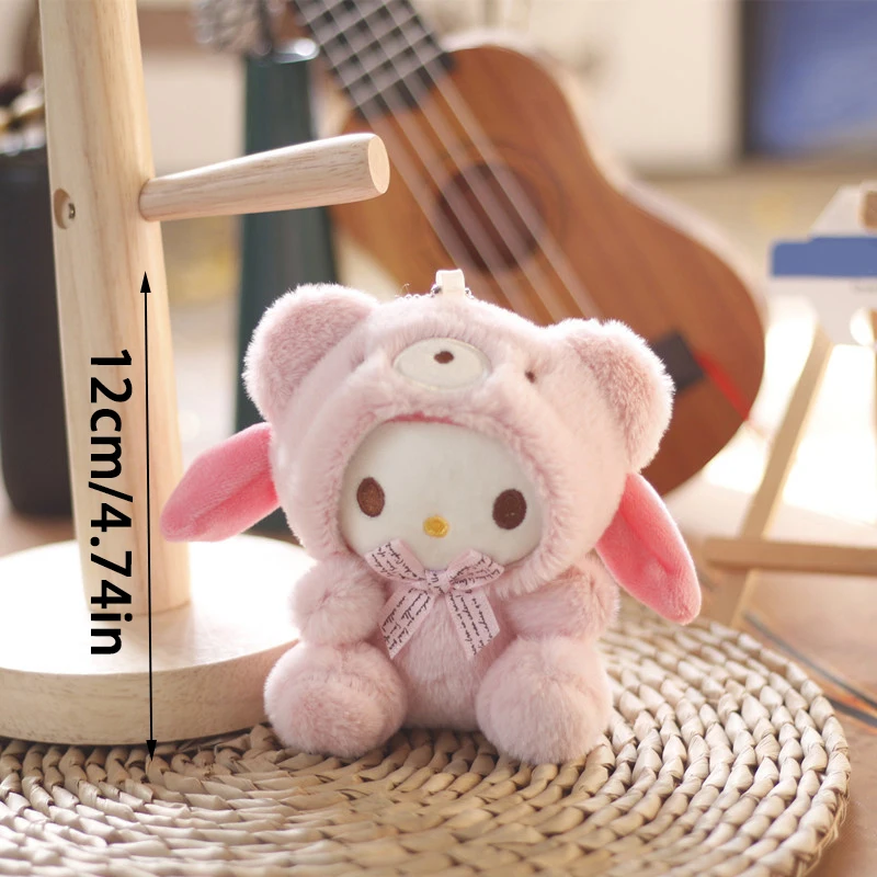 12cm Cute Cat Keychain Anime Plush Figure Pendant Accessories Cute Animals Toys Dog Cat Bag Hanger Keyring