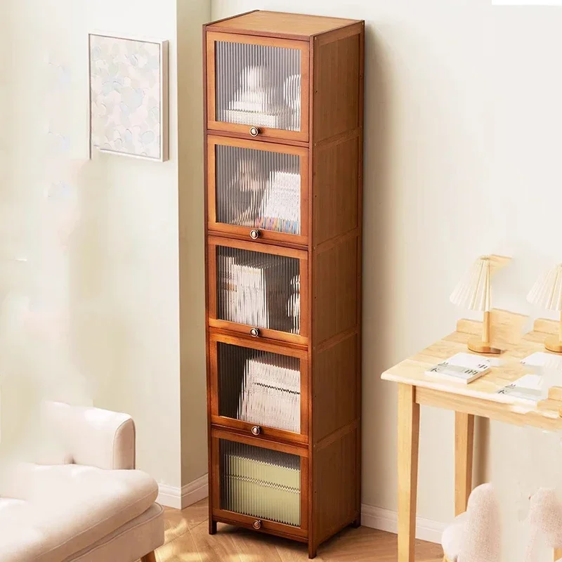 

Bamboo Doors Bookcase Nordic Display Organizer Sideboards Bookcase Minimalist Storage Rangement