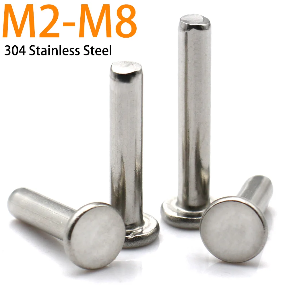 304 Stainless Steel Solid Flat Rivets Knock Type Plain Cap Rivet M2-m8