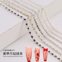 1Pc 25cm Nail Rhinestones Parl Chain Multi-Colors Stone 3D Nail Art Decorations Accessory DIY Charms Jewelry Nail Bead Chains