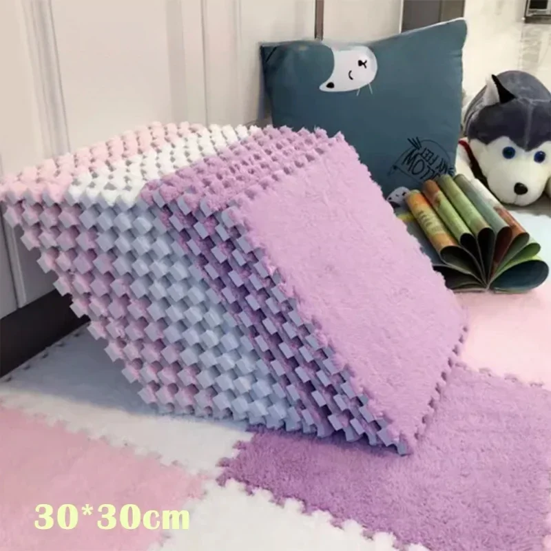 10/20pcs Soft Plush Carpet Baby Play Mat EVA Foam Plush Carpet Living Room Bedroom Shockproof Mat Puzzle Mat Thick Baby Carpet