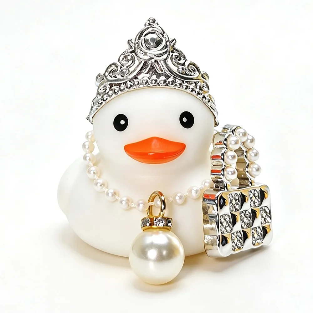 Dress Up Duck Auto Dashboard Ornament DIY Assembly Decor Set with Sunglasses Crown Home Tabletop Display Decoration for Car
