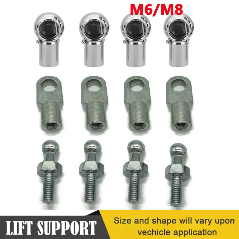 

4Pcs M8/M6 Universal 10mm Rear Boot Front Bonnet Gas Strut End Fitting Connector Ball Pin Joint Valve Spring Screw