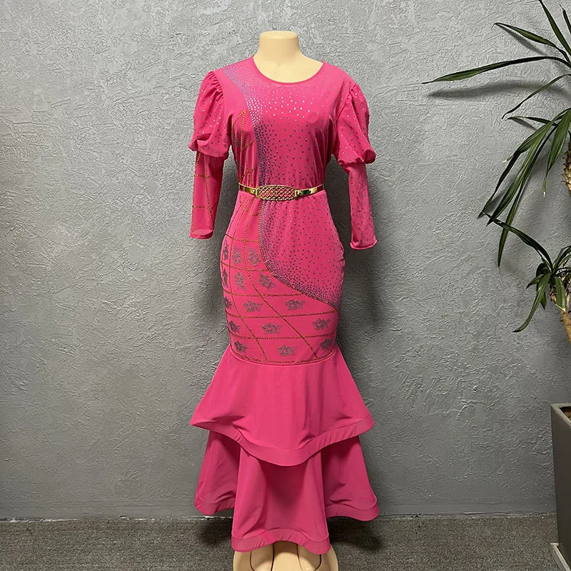 

Elegant African Dresses for Women Sequin Evening Wedding Party Mermaid Dress African Half Sleeve Dress Dashiki African Clothes