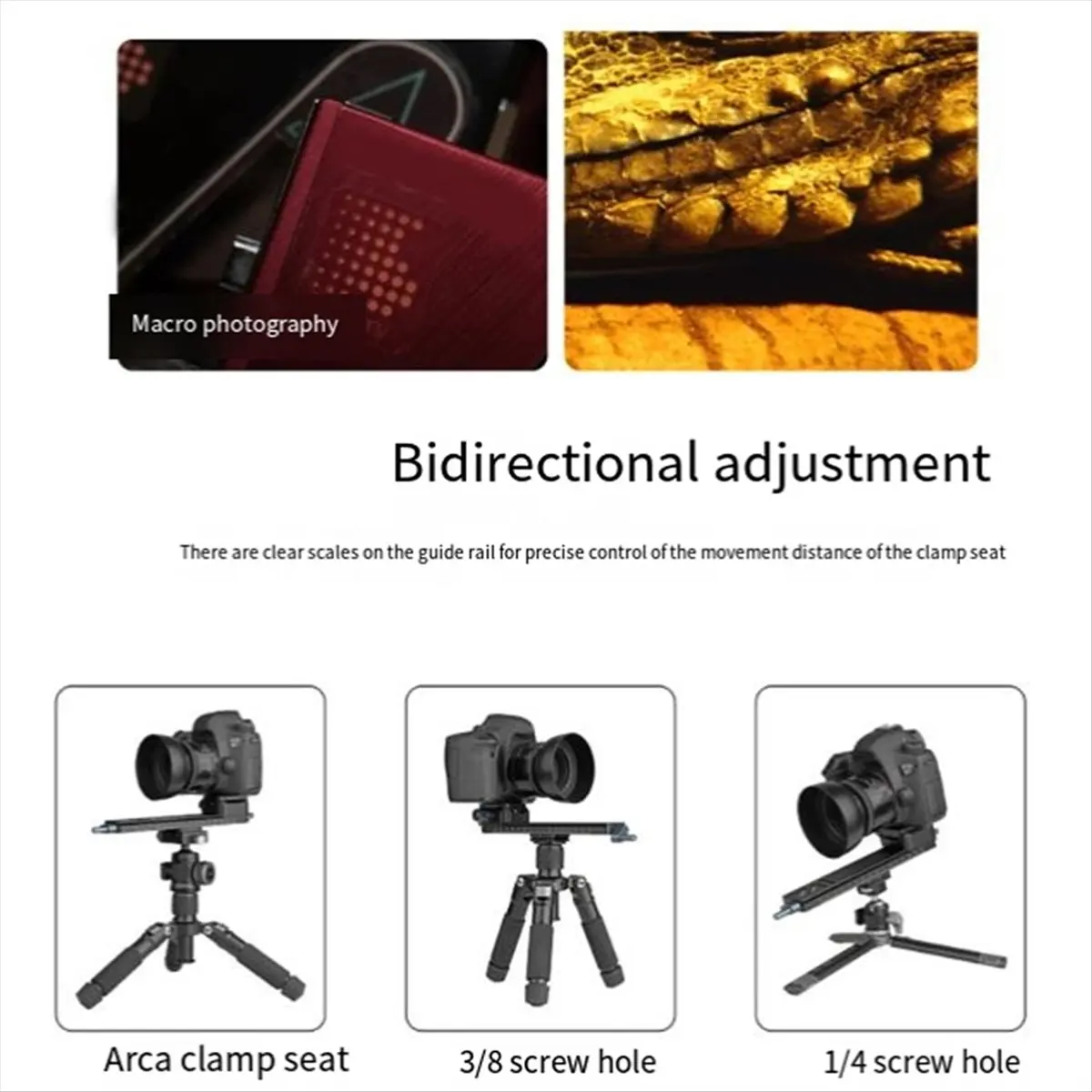 A88M LCB-20M Macro Photography Guide Rail with 1mm Adjustment for DSLR Cameras Tripod Ballheads