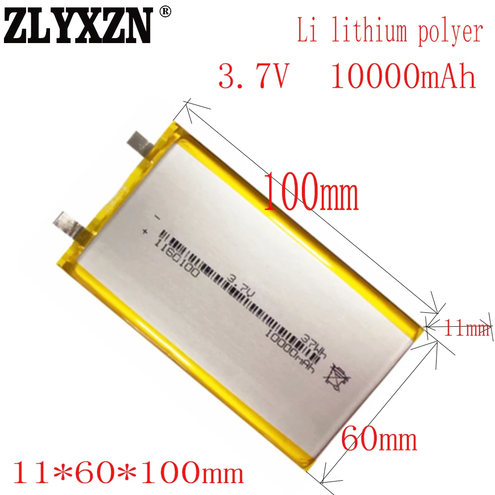 1-10pcs 1160100 battery 3.7V 10000mAh Lithium polymer Rechargeable Batteries For Tablet PC Power Bank MP4 Remplacement bateria