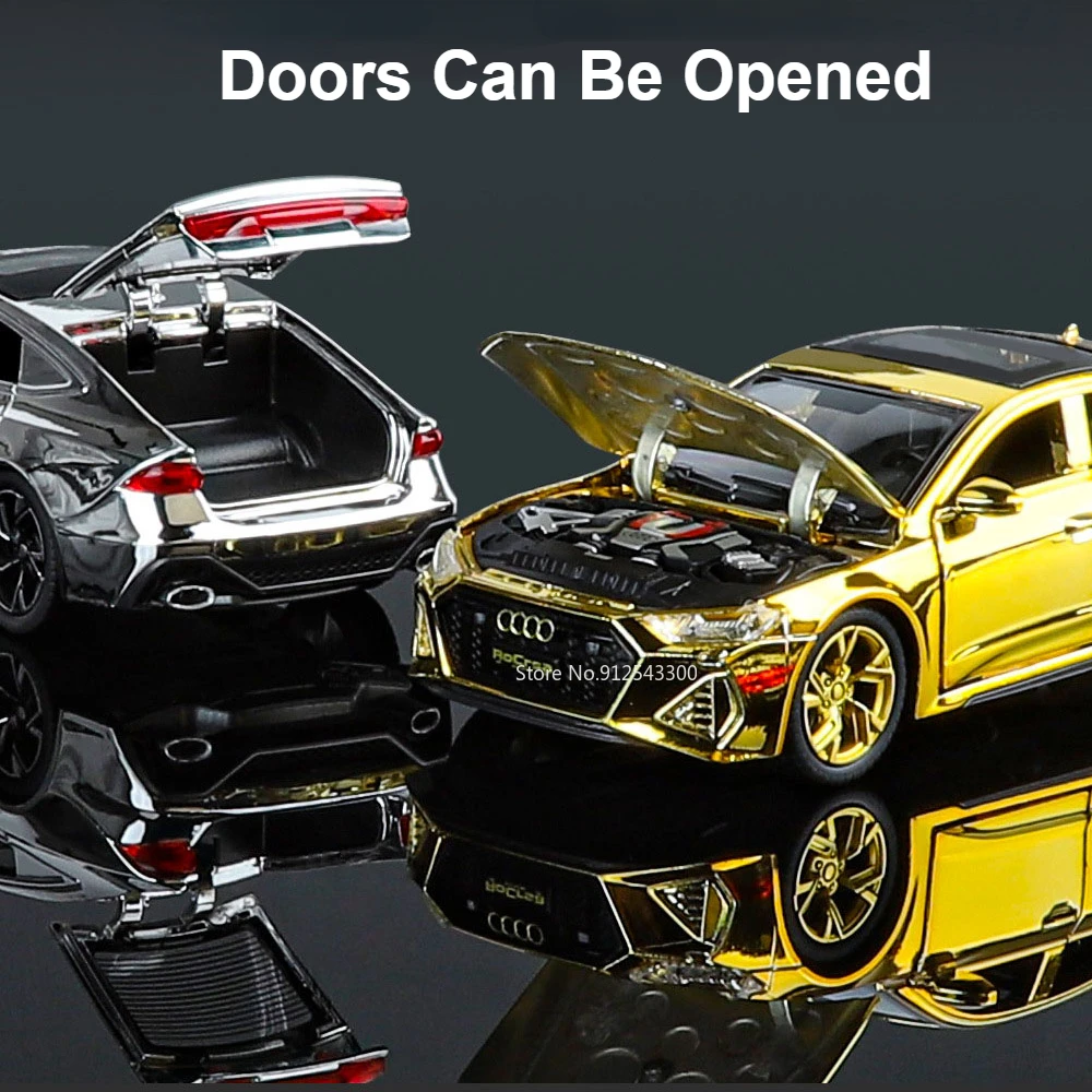1:32 Audi RS7 Electroplating Racing Car Model Toy Shock Absorption 6 Doors Opened Vehicle Models with Light Gifts for Boy