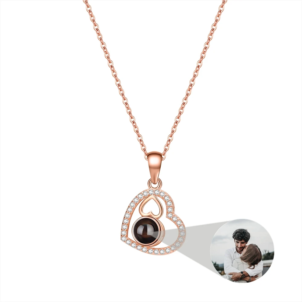 

Подвеска в форме сердца, ожерелье с фотографией на заказ для женщин, персонализированная проекционная фотография, серебряная цепочка 925, рождественский подарок, новые модные украшения