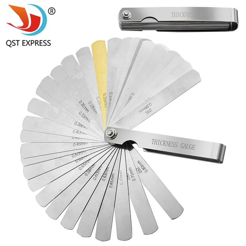 32-Piece Thickness Gauge Set Combination Feeler Gap Gauge with Metric & Imperial Units 0.04-0.88mm Precision 0.25 Copper Sheet