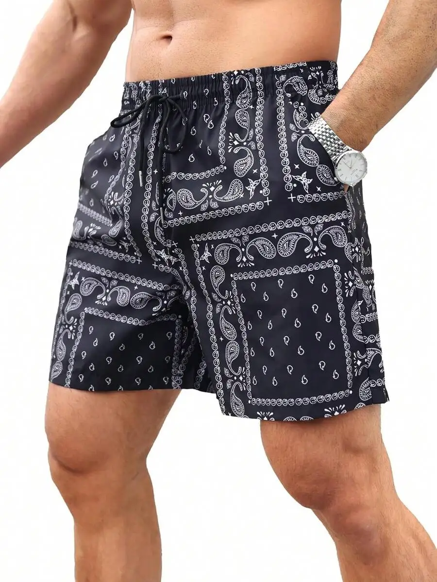 Men's Paisley Bandana Drawstring Summer Shorts