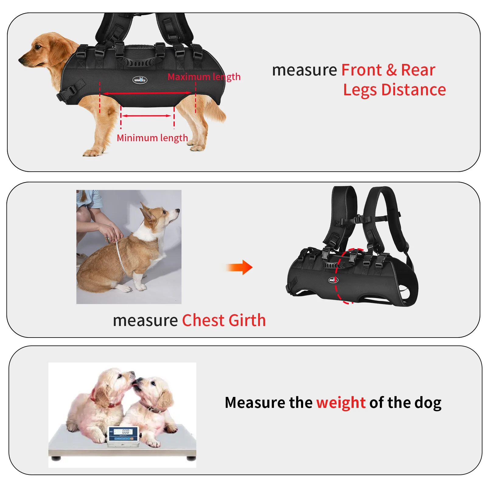 Wakytu Dog Lift Harness Sling Carrier for Dogs Hind Leg Stair Support Old Disabled Joint Injuries Arthritis Large Dogs Up Stairs