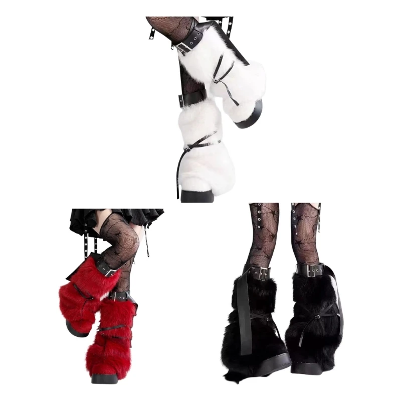 X7XB Plush Calf Accessory with Strap Detail for Layered Outfit Styling