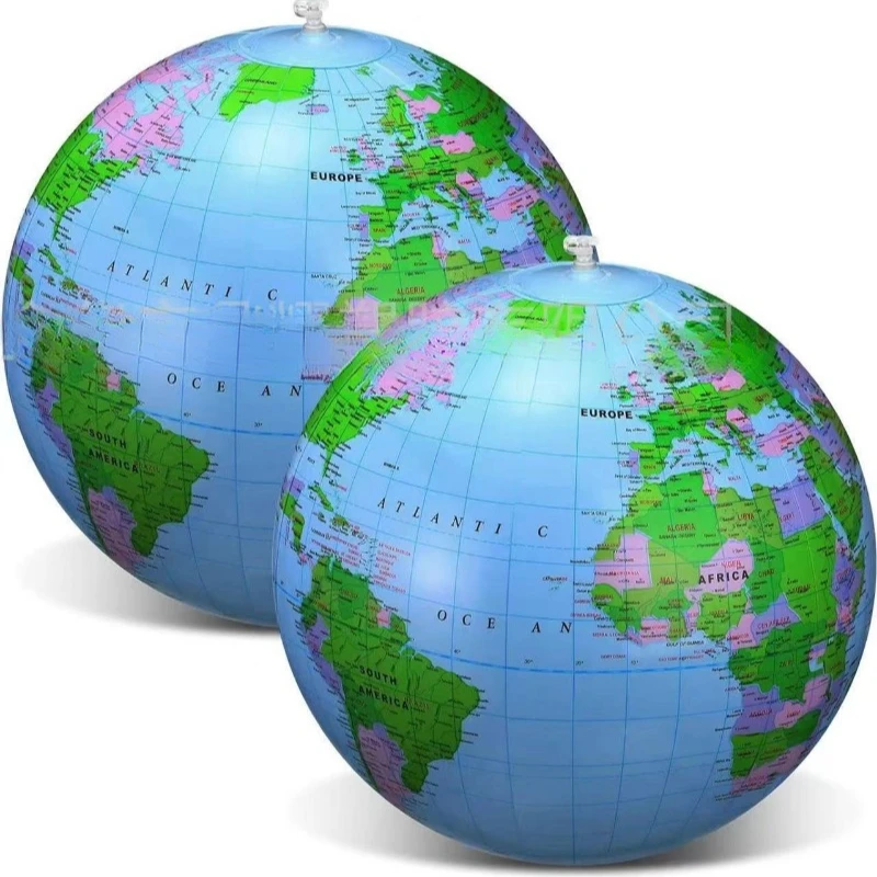 Hot Selling 16 Inch Inflatable Globe in Europe and America, Environmentally Friendly PVC Inflatable Beach Ball in English