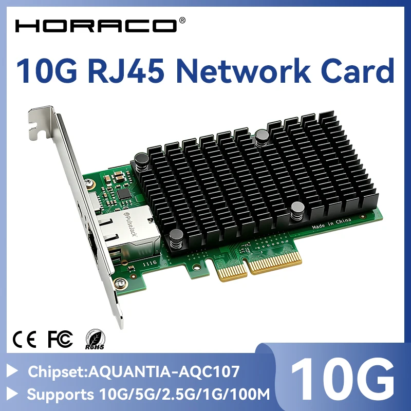 Tarjeta de red 10G PCIE a RJ45, adaptador de red Marvell AQC107 PCIE X4, adaptador LAN Ethernet de 10000Mbps PCI Express