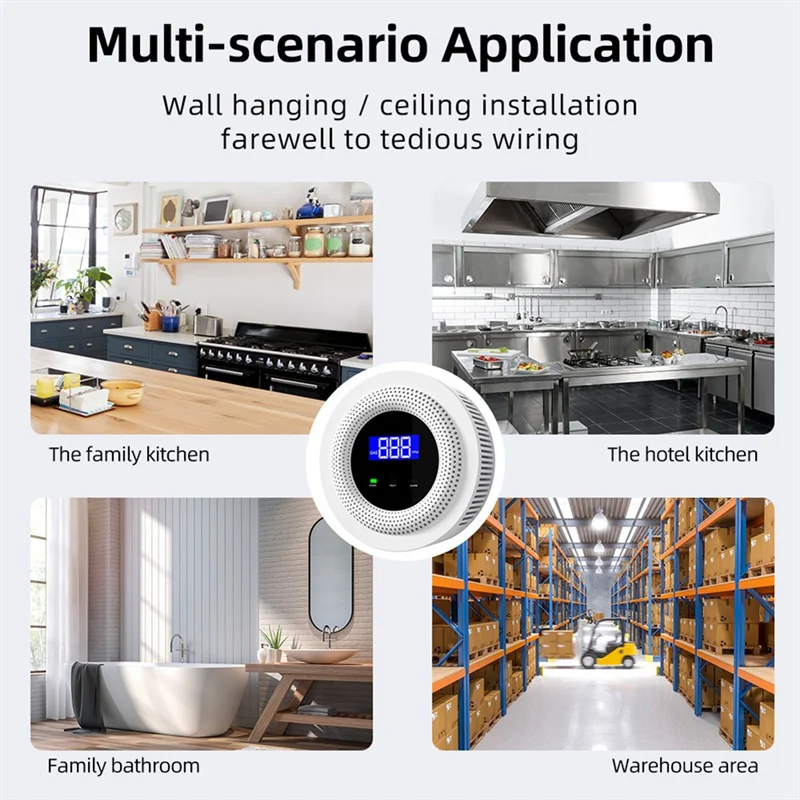 

Tuya Wifi Natural Gas Leak Detector Leakage Sensor Sound Alarm Remote Control Protection Security Smart Home Easy Install