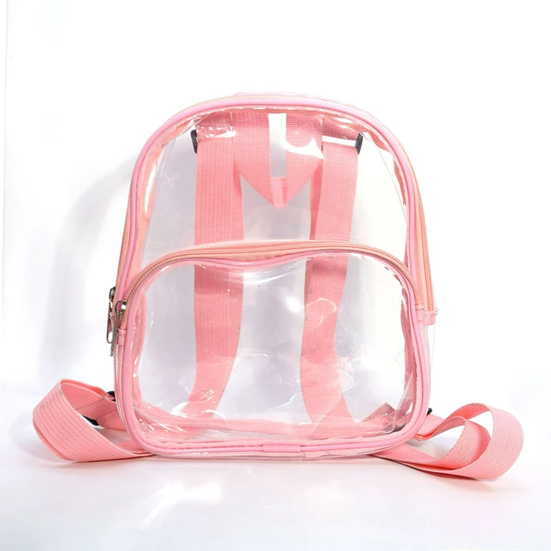 Pvc Transparent Bag Clear Travel Backpack Shoulder Bag Strap Book Sports Field Approved Waterproof Mini Travel Schoolbag for Kid