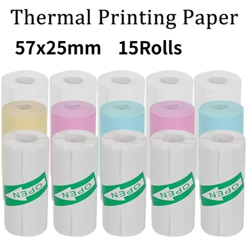 Mini impresora de papel térmico de 57mm, papel fotográfico de color para niños, Pegatina autoadhesiva para mini impresora, piezas de repuesto de