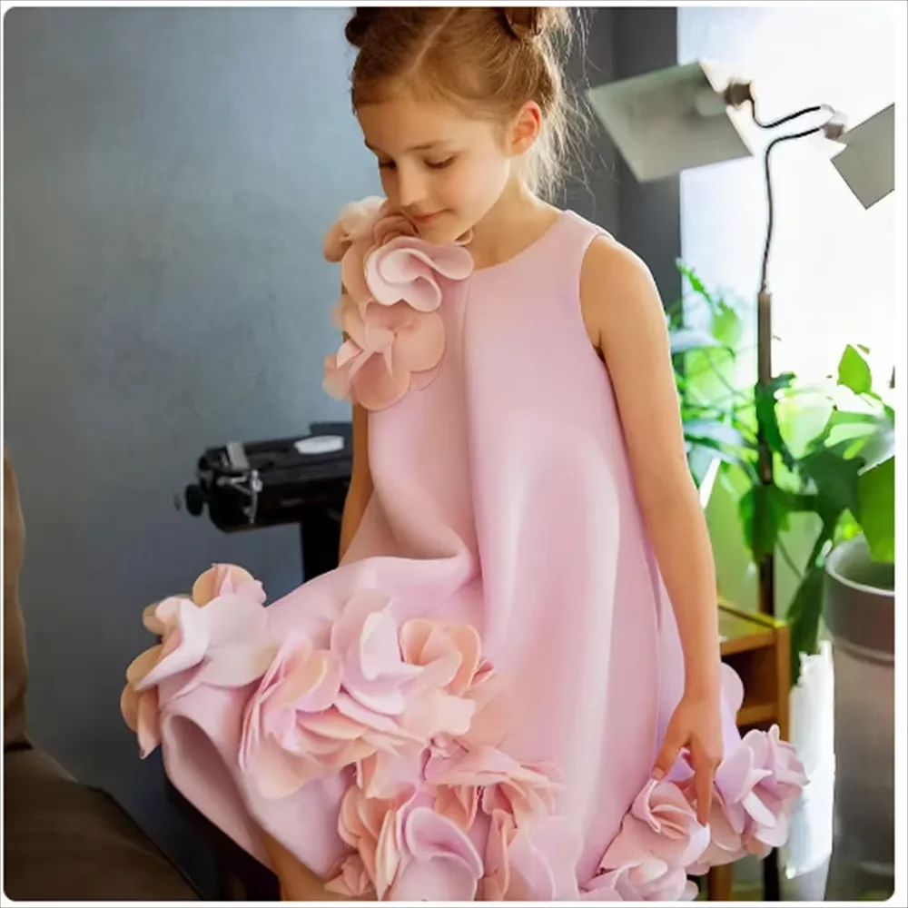 2024 Flower Girl Dress For Wedding New Elegant White Eid al-Fitr Baby Children Dresses Birthday Party First Communion Ball Gowns