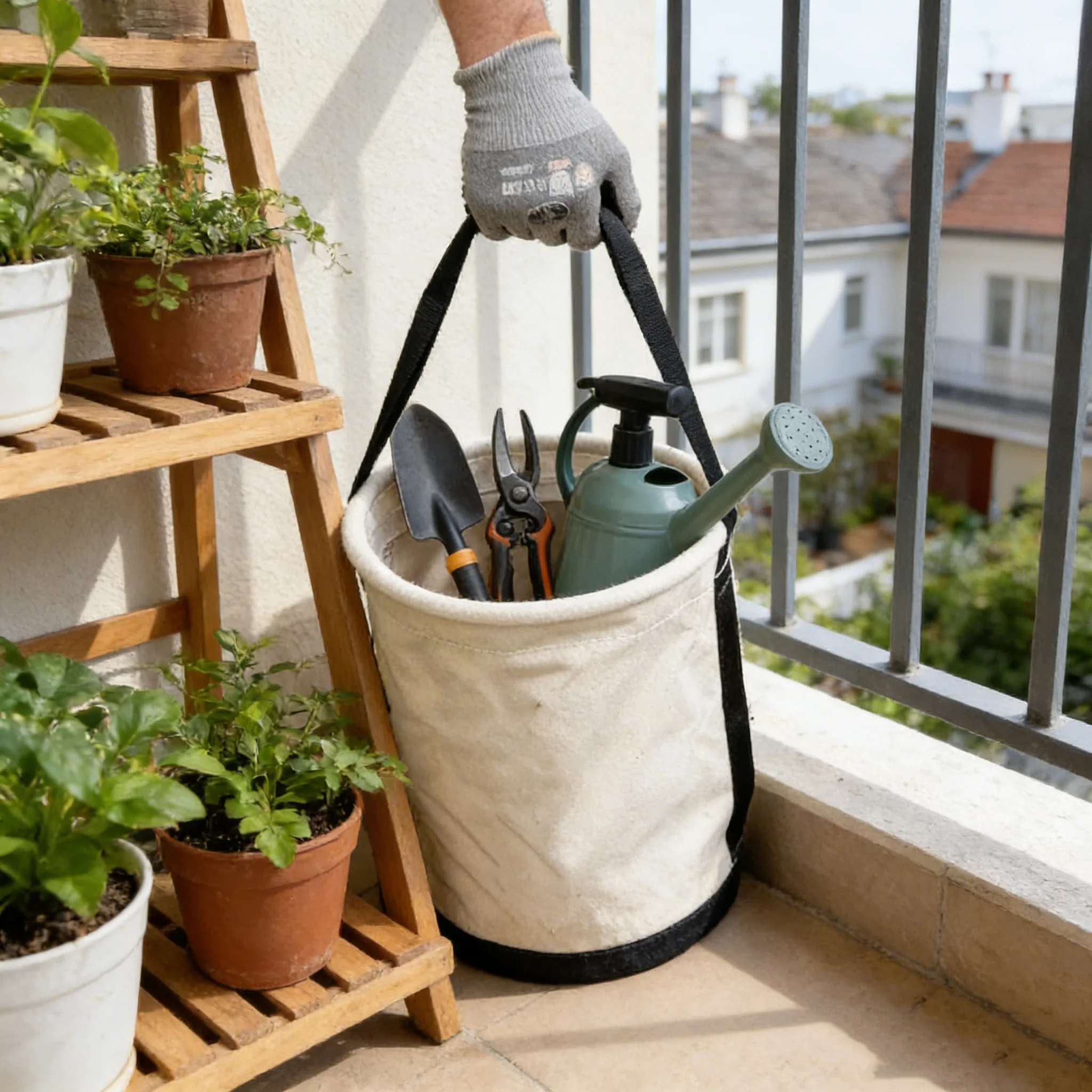 Garden Tool Storage Bag - Waterproof Durable Oxford Cloth, Large Capacity Multi-Pocket, Handheld & Shoulder Strap for Home Balco