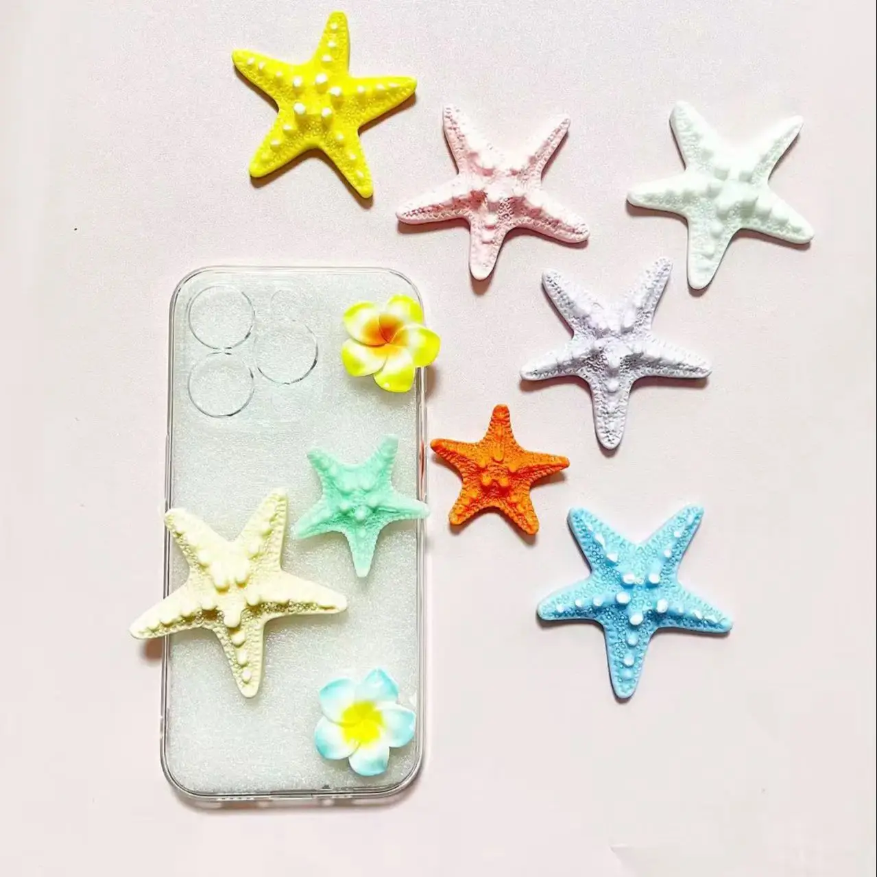 

4Pcs Kawaii Summer Starfish Ornament Dopamine Beach 3d Charms Marine Creatures Resin Decoration Charms Junk Phone Case Diy Parts