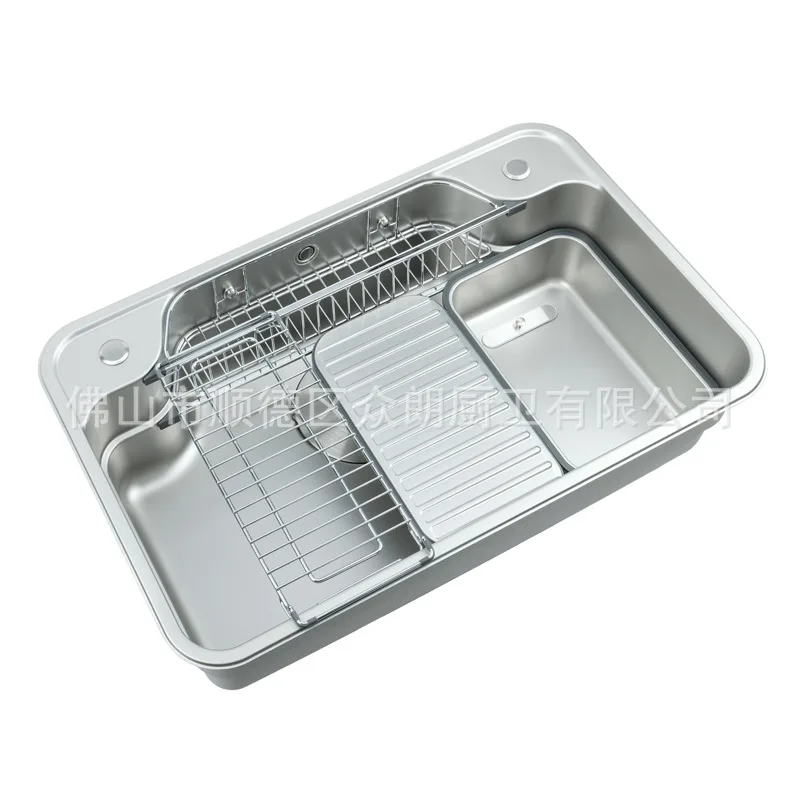Stainless steel large single tank integrated stretching sink kitchen vegetable basin