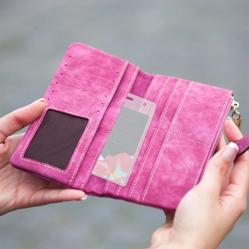 

6pcs Waterproof Card Holder Clear Pvc Badge Sleeve For Id Work Student Cards Plastic Name Badge Cover Card Sleeves