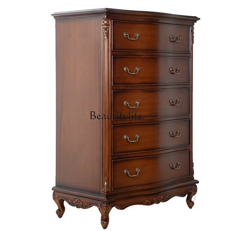 

*Carved Five Drawing Cabinet Bedroom American Living Room Storage Locker