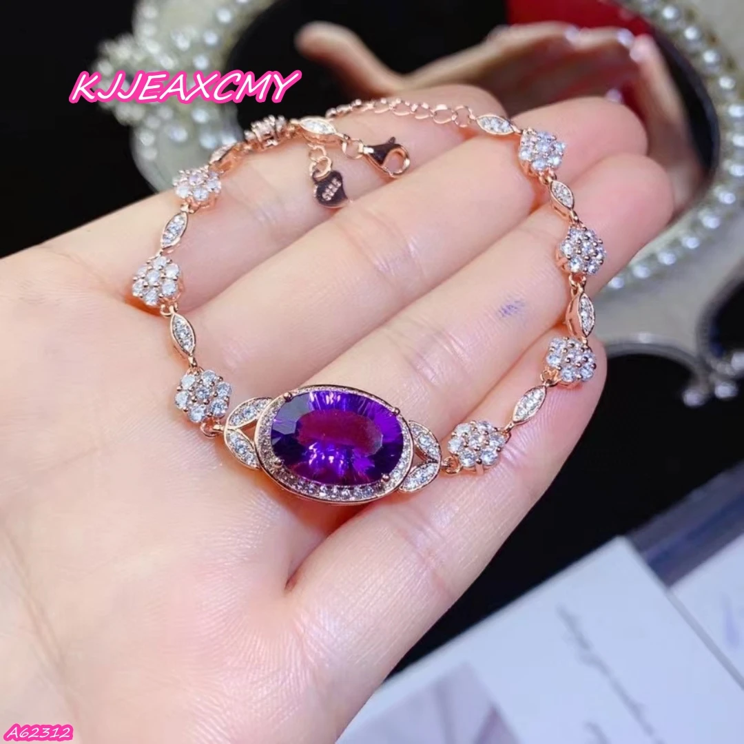 KJJEAXCMY Boutique Jewelry 925 Sterling Silver Natural Gemstone Amethyst Women's Wedding Bracelet  Party Birthday Christmas Gift