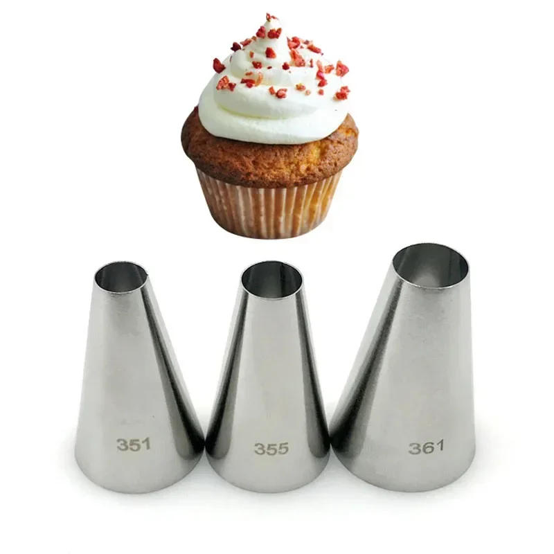 #351#355#361 Round Icing Piping Nozzles Marcoron Cookies Baking Tools 3pcs Pastry Nozzles For Cake Decorating Tips Sets
