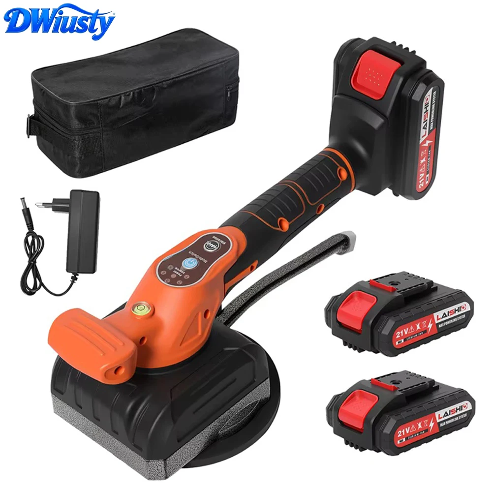 DWiusty Machine à carreler 200 kg, Vibrateur de carreaux à ventouse, Vibrateur de sol 5 vitesses, Outil de nivellement puissant pour batterie 21V