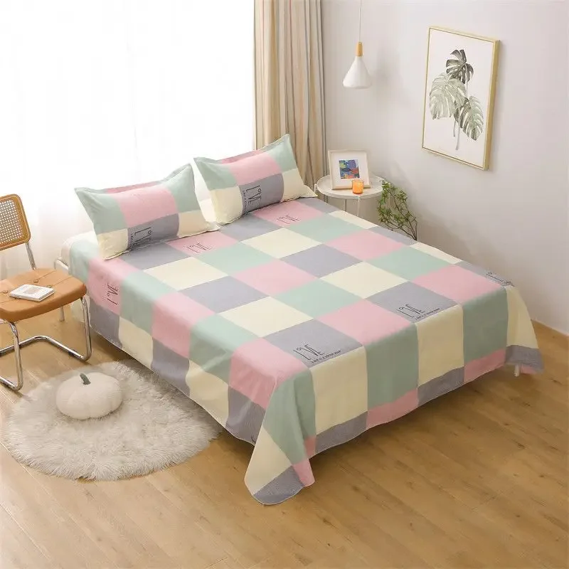 1Pcs Bed Sheet Home Textile Modern Polyester Cotton Flat Sheets Bed Linens Single Queen King Size Bedspread(No Pillow Covers)