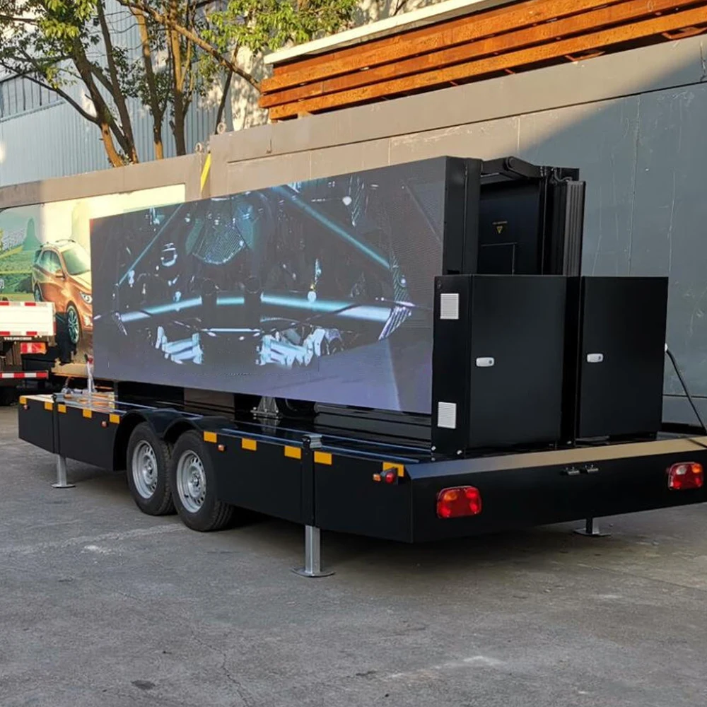 Outdoor Advertising LED Screen Trailer Mobile Portable High Resolution IP65 SDK Digital Poster 5mm Pixel Pitch