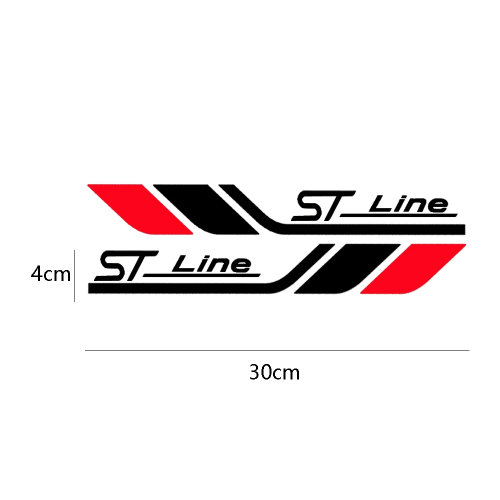 2PCS Car Body Side Sticker For ford ST Line ST Sport Striprs Decor Decal Vinyl Cover Auto Accessories