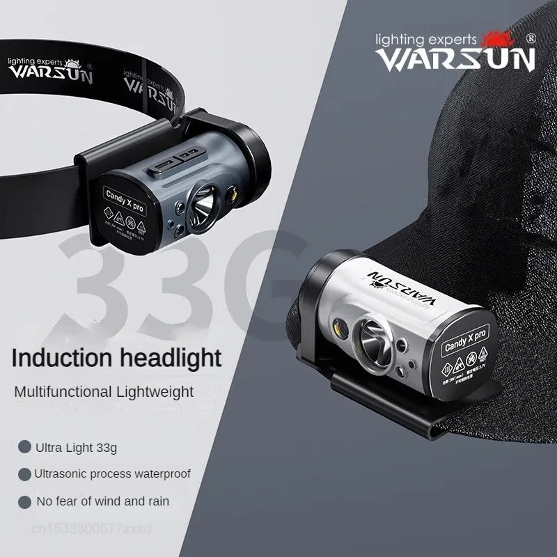  Warsun LED Sensor Hat Clip Lamp Waterproof Head Light Rechargeable Fishing Searching Camping Head Flashlight Zoom Lantern