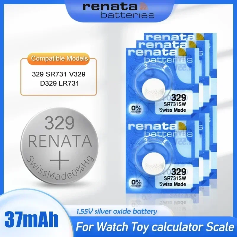 20-100PCS Renata 329 SR731SW LR731 D329 V329 1.55V Silver Oxide Battery For Watch Toy Camera Button Coin Cell Made In Swiss