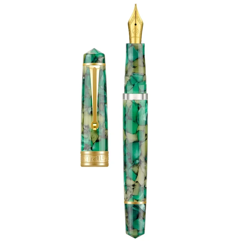 

Asvine P20 Piston Fountain Pen EF/F/M 0.38 0.5 0.7MM Nib, Beautiful Chip Green Colors Big Size Pens,school Art Writing Supplies