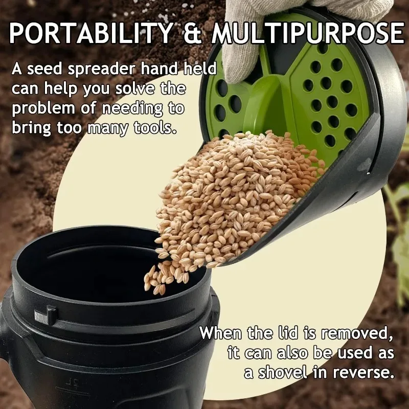 

1 шт., всесезонный ручной разбрасыватель, 80 унций, регулируемый контроль потока для внесения семян газона, снежная соль, ледоплав, садовое фермерское оборудование