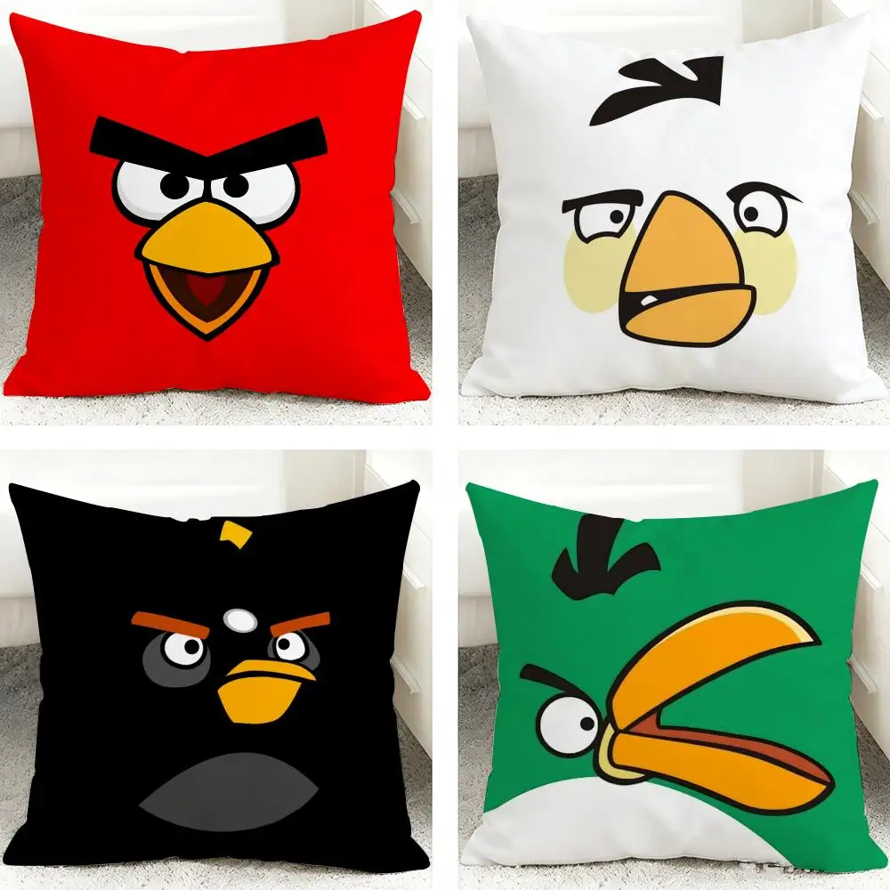Animation A-A-Angry BirdsS Cushion Cover 40x40cm Square Decorative Sofa Cushion Cover Bedroom Living Room Home Decor Gift