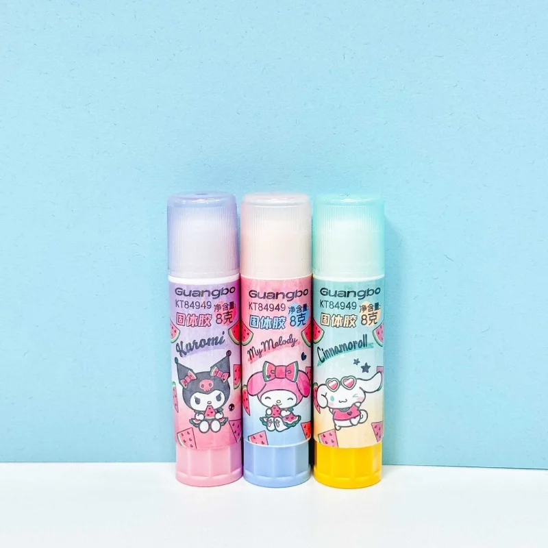 24pcs-lot-kawaii-sanrio-kuromi-melody-cinnamoroll-solid-glue-guns-sticks-diy-tools-student-handmade-office-school-supplies