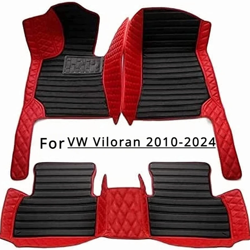 Custom Car Floor Mats For VW Volkswagen viloran 2010-2024 7 seats Auto Carpets Foot Accessories Luxury leather Interior Rugs