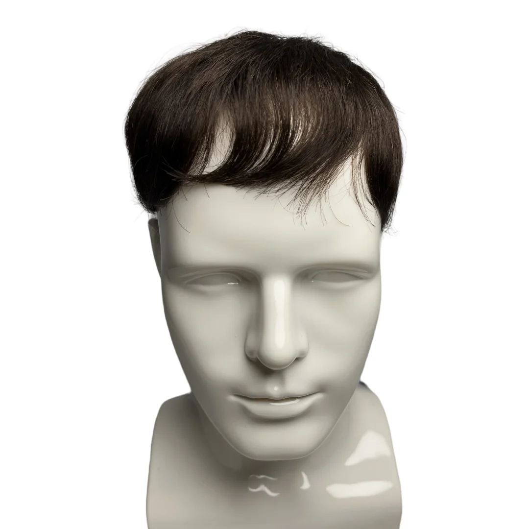 Men's Wigs Clip-On Hair Wig Real Human Hair Toupee for Men Natural Topper Overhead Replacement Block for Hair Loss